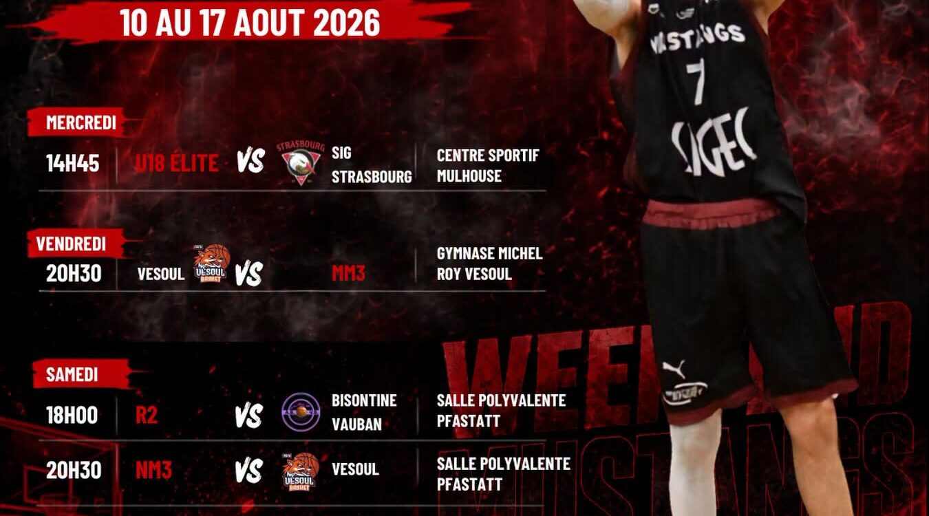 PROGRAMME AMICAUX AOUT2026 1350X750 | Mulhouse Mustangs Association Matchs amicaux de la semaine Riedisheim