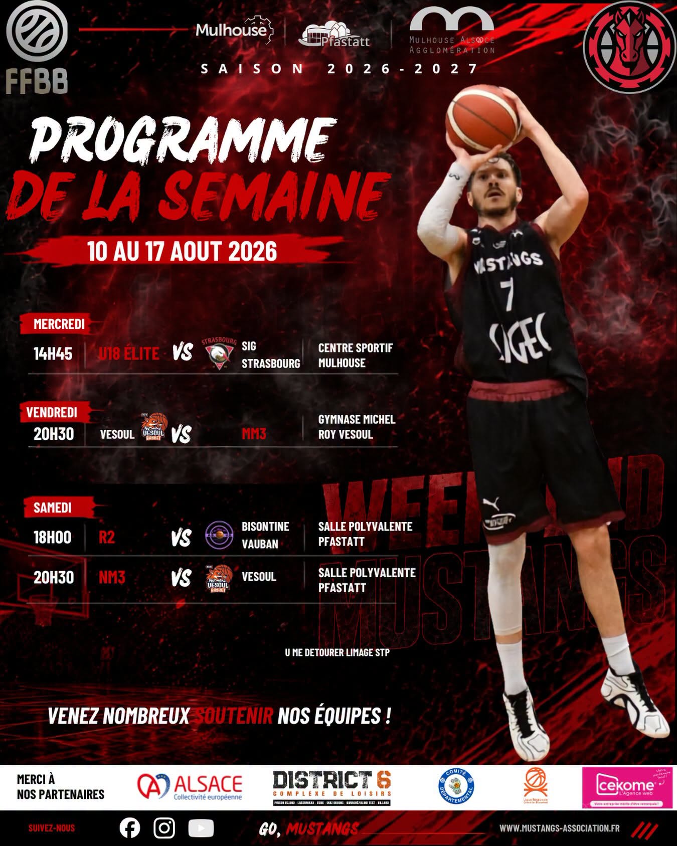 PROGRAMME AMICAUX AOUT2026 | Mulhouse Mustangs Association Matchs amicaux de la semaine Riedisheim 0